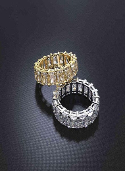 

luxury eternity promise ring 925 sterling silver princess cut aaaa cz party wedding band rings for women bridal fashion jewelry x29567323, Slivery;golden