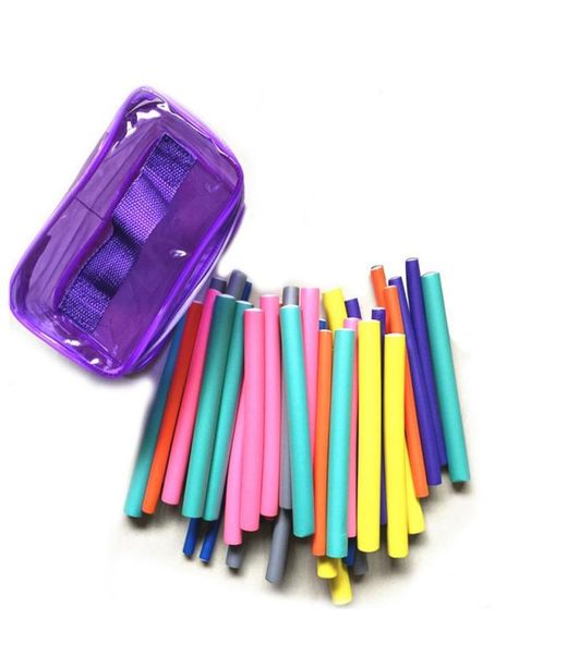 

42pcs hair curler 20cm soft foam bendy hair roller curling spiral magic diy styling tool magic leverage with pvc bag for hairsty9605127