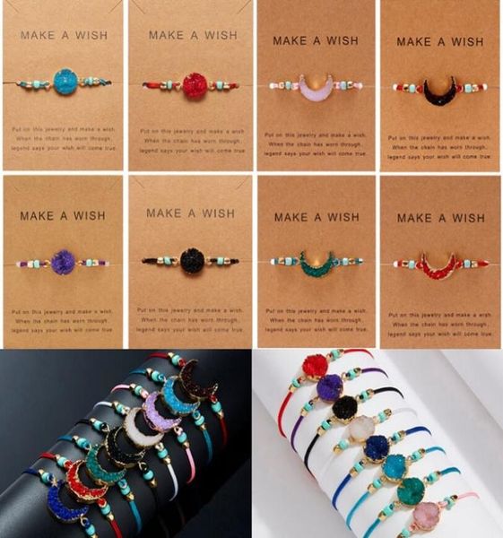 

adjustable crescent natural stone charm bracelets for women resin moon make a wish card bracelet simple design fashion jewelry gif1636335, Golden;silver