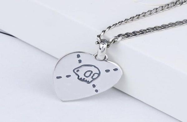 

s925 sterling silver heartshaped skull necklace love elf pendant necklace men and women hiphop love fearless skull necklace2595365