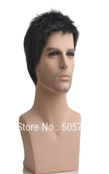 

100 human hair fashion men wig male wigs boys quinquagenarian male short hair male wigs5687988, Black