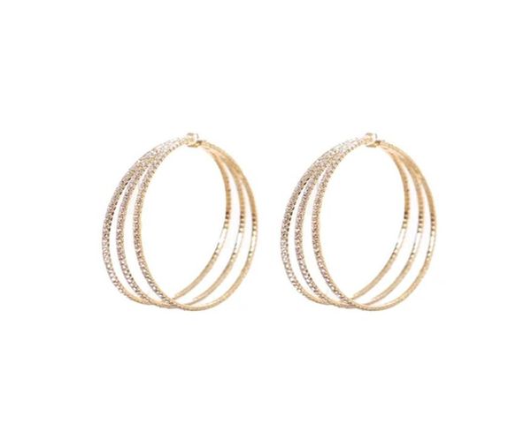 

hoop earrings with three circle for lady women party wedding lovers gift engagement jewelry for bride1353547, Golden;silver