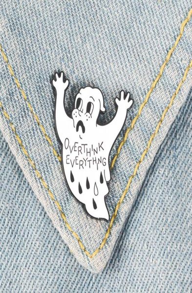 

overthink ghost enamel pins white ghost badge brooch bag clothes lapel pin cartoon simple fun punk jewelry gift for friends7771659, Gray