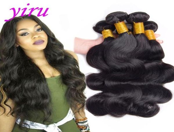 

indian raw virgin human hair 4 bundles body wave hair extensions cambodia weaves 95100gpiece 1030inch natural color7883626, Black