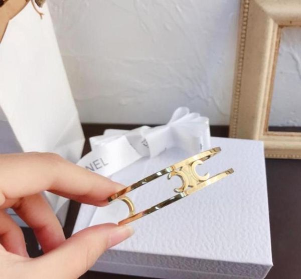 

fashion style bracelets women bangle designer letter jewelry 18k gold plated stainless steel wedding lovers gift bangles whole11007272312, Black