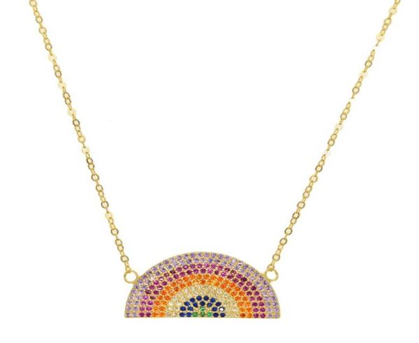 

new arrival pure 925 silver collier collares half round rainbow micro pave cz fashion filled bohemia style women girls necklace8263512