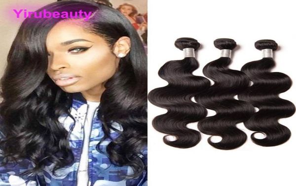 

yiruhair malaysian unprocessed human hair extensions 3 bundles body wave three pieces one set dyeable natural color body wave hair4939010, Black