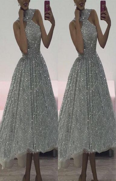 

halter sequined beaded high low graduation dresses short prom dress evening dresses blingbling party gowns occasion dress vestido 2906976, Blue;red