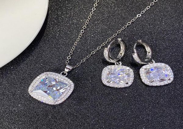 

charming women jewelry 18k white gold plated bling big cz stone earrings necklace set for girls women6773516, Golden;silver