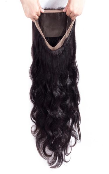 

360 lace frontal part body wave 100 remy human hair closure with baby hair natural color2559418, Black;brown