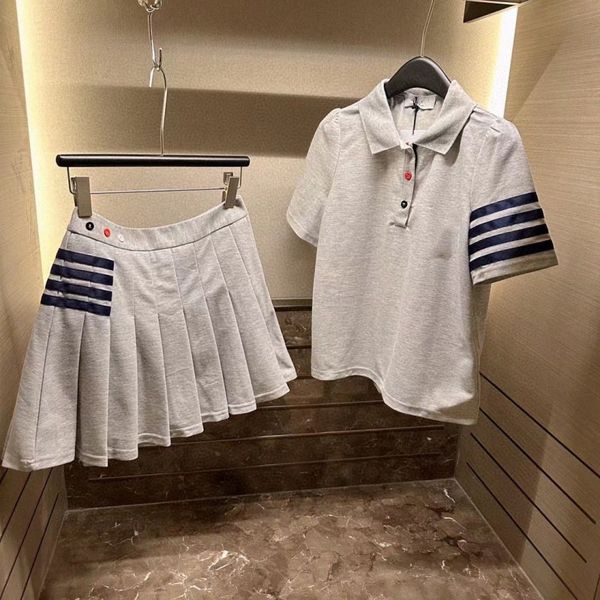 

womens 2023 summer new fashion polo skirts casual suit designers women pleated half skirt two-piece suits womens soprtswear 706z#, White