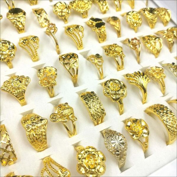 

50pcs gold plated gold ring fashion design charm ring hip hop dance party ladies jewelry5008925, Silver