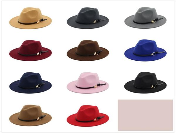

new fashion hats for men women elegant fashion solid felt fedora hat band wide flat brim jazz hats stylish trilby panama cap7329145, Blue;gray