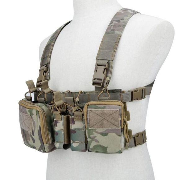 

hunting jackets tactical vest chest rig carrier harness with molle magazine pouch nylon paintball equipment8681062, Camo;black