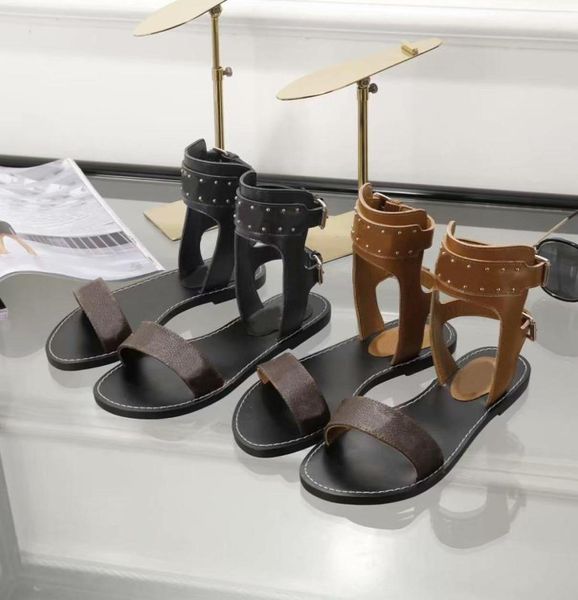 

summer fashion women sandals rivet flats ankle high boots men gladiator sandal woman casual flat shoes ladies beach roman san6501758, Black