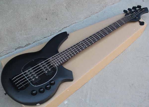 

factory whole 5 strings matte black music electric bass with active circuitwhite pickguardrosewood fretboard9018743