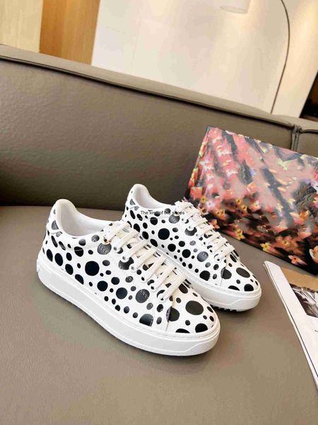 

designer shoe time out sneakers women frontrow luxurys pattern mens casual shoes printed calf leather sneaker, Black