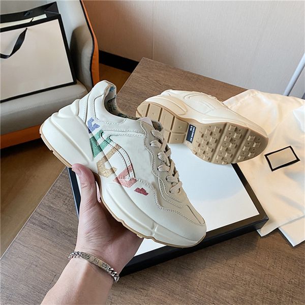 

designer luxury rhyton apollo mystic rainbow glitter sneakers beige casual shoe sneaker with box, Black