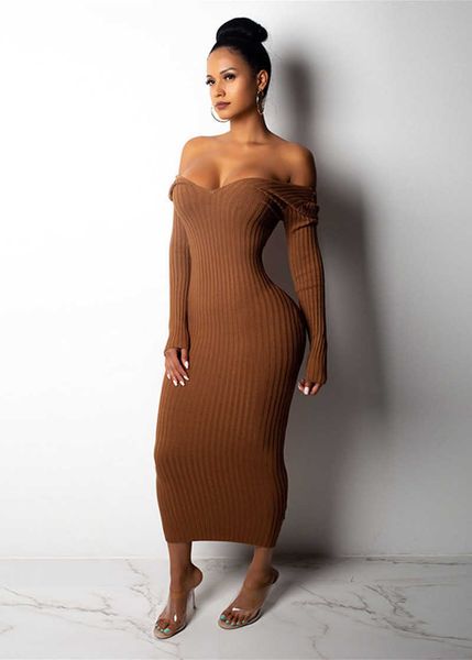 

autumn women knitted whiter dress fashion elastic slim vestidos winter knit chic bodycon off shoulder sweater dress, White;black