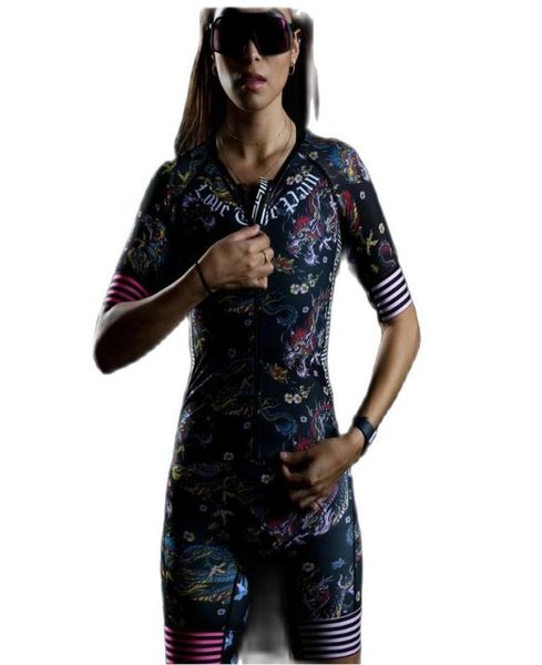 

racing sets love the pain cycling womens triathlon short sleeve skinsuit summer outdoor jersey profession team running suit maillo3457199, Black;blue