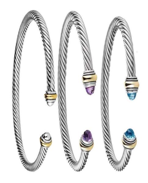 

wedding bracelet women crystals two color 18k gold plated wire rope simple open love charmed bracelets 5mm hip hop designer luxuri3986960, Golden;silver