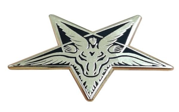 

goat head of baphomet satan lucifer brooch pins enamel metal badges lapel pin brooches jackets jeans fashion jewelry accessories9923716, Blue