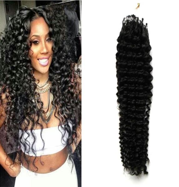 

human hair remy brazilian beads extensions 100g kinky curly micro loop hair extensions 100s loop micro ring human hair extensions2159829, Black