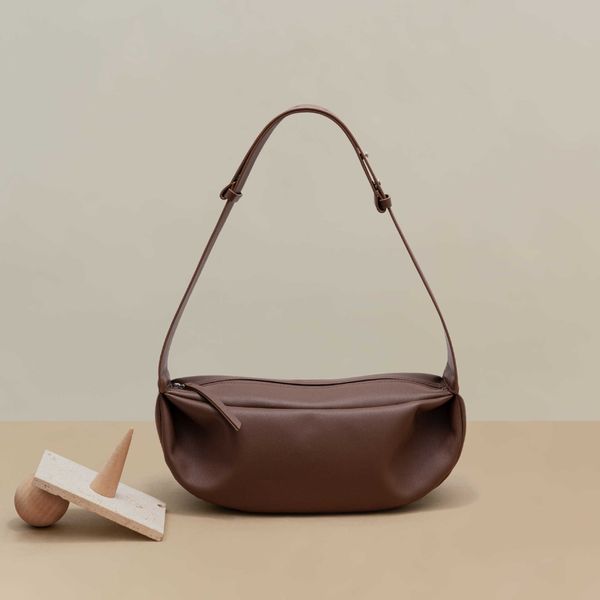 

osoi bsg bag 2022 autumn new small dumpling bag leather women's bag cowhide wide shoulder zipper one shoulder crossbody bag