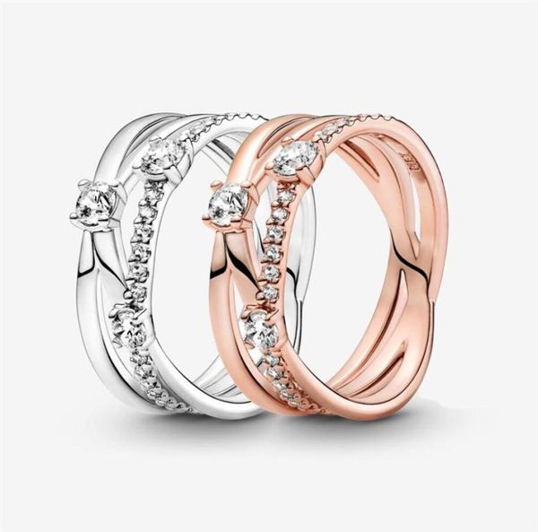 

100 925 sterling silver sparkling triple band ring for women wedding rings fashion jewelry accessories260s8475826, Slivery;golden