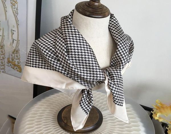 

vintage houndstooth print 100 natural silk scarf women head scarves large square shawl cape 35quot3279062, Blue;gray