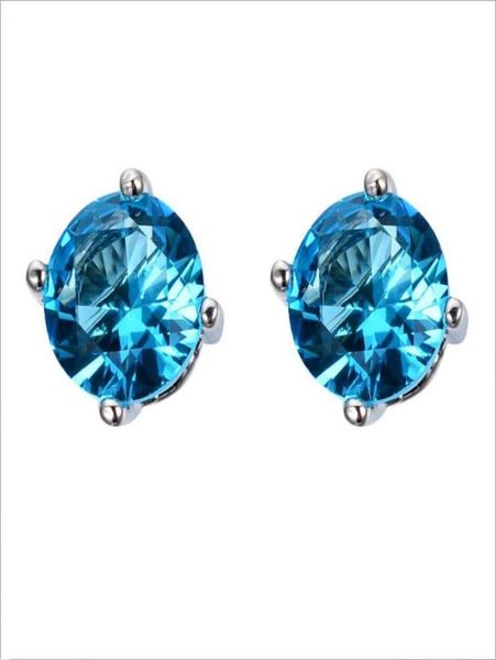

luckyshine 12 pairs blue zircon crystal stud earring fashion simple small stud earrings for women valentine039s day gift 88 mm52386731457, Golden;silver