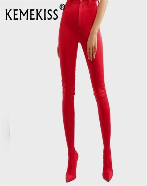 

kemekiss size 3448 ladies stretch boots trousers women slim elasticity over the knee two in one pants combo 2202243861192, Black