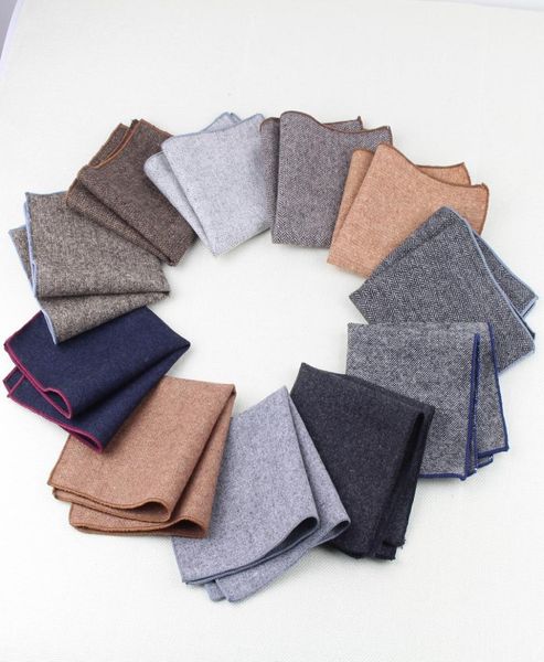 

10pcs hankerchief scarves vintage wool hankies men s pocket square handkerchiefs striped solid cotton accessory 23 28635652, Blue;white