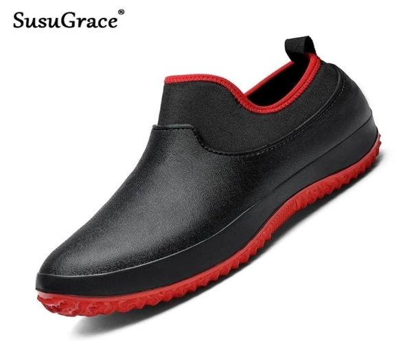 

susugrace nonslip work chef shoes casual loafers waterproof oilproof kitchen flats resistant restaurant shoe loafer 2201192154274, Black