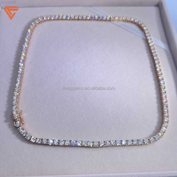 

hip hop bling 925 sterling silver rose gold color vvs moissanite diamond tennis chain