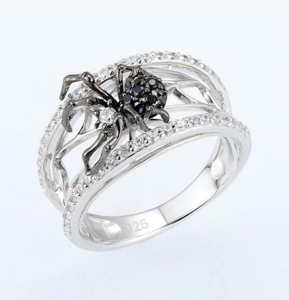 

s983 fashion jewelry black spider ring zircon diamond rings4621034, Silver