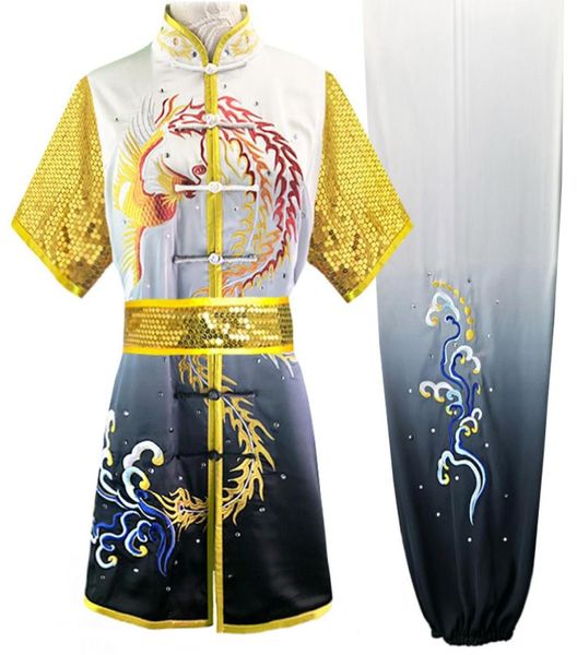 

chinese wushu uniform kungfu clothes taolu outfit martial arts outfit changquan garment routine kimono for men women boy girl chil4538249, Black;red