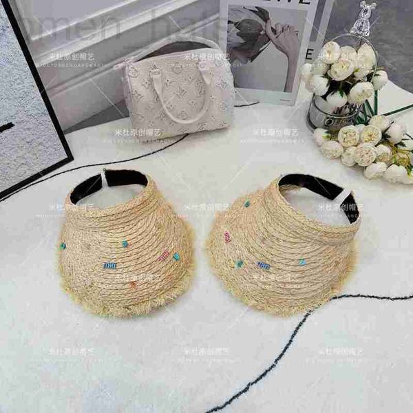 

ball caps designer 23 summer new lafite straw knitted empty hat, beach vacation and other sunshade caps, small fragrance, sweet cute ins, Blue;gray