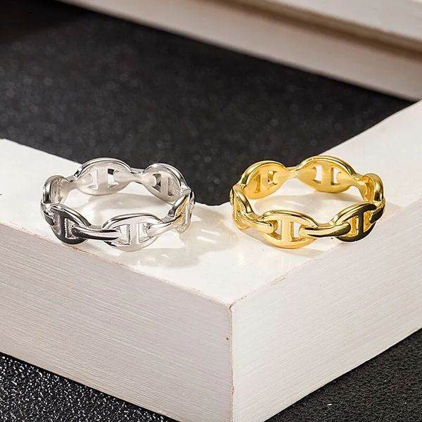 

neutral ring stainless steel classic clover jewelry designer ring wedding, Silver