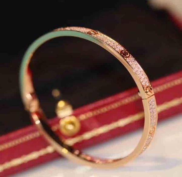 

v gold luxury quality punk band bracelet with two lines diamond in 18k rose plated and platinum color for women mother wedding jew3428685, Black