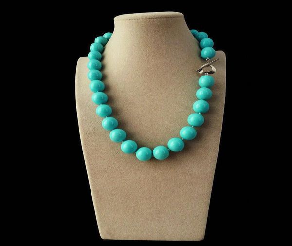 

natural 12mm turquoise blue south sea shell pearl round gemstone necklace 16250390399240563, Silver