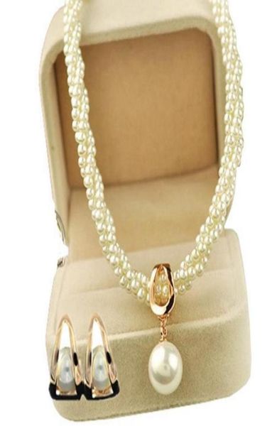 

beautiful gold plated handmade ed cream pearl necklace women039s gift jewelry sets bridal necklace and earrings61062163859419, Silver