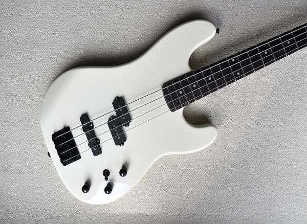 

factory custom milk white 4string electric bass guitarblack hardwaresrosewood fingerboardno pickguardoffer customized3144659