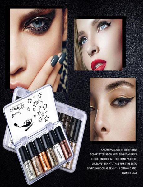 

blush 6 pcs colors metallic glitter glow eyeshadow comestics lip gloss lasting liquid eye shadow box of diamond6708730