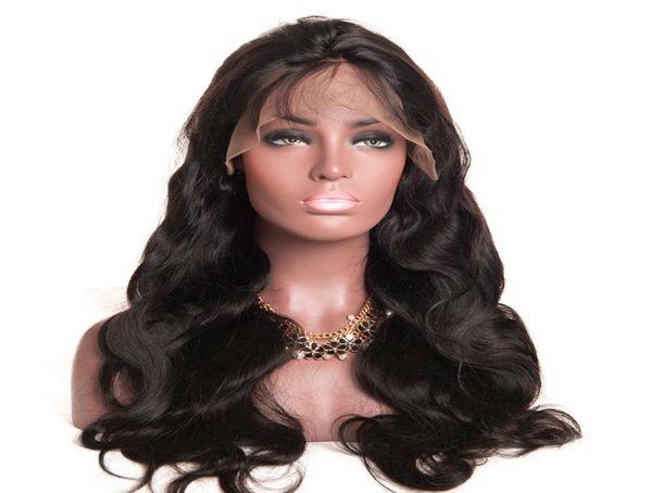 

virgin brazilian body wave hair full lace wigs 1 1b 4 150 human hair glueless transparent lace wig pre plucked natural hairlin6623382, Black
