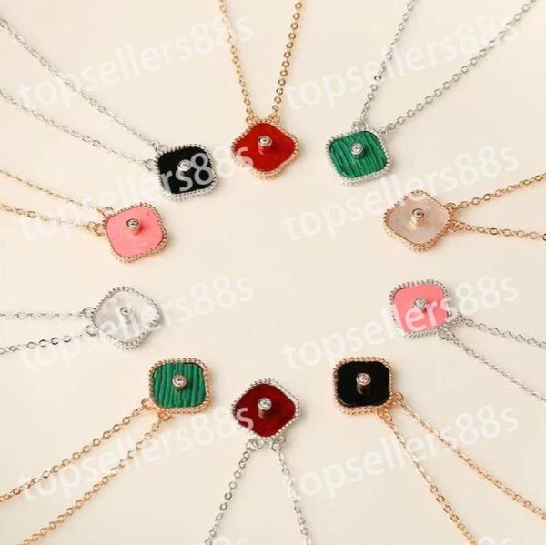 

classic fashion pendant necklaces for women elegant cz four leaf clover locket diamond necklace highly quality choker chains desig9643736, Silver