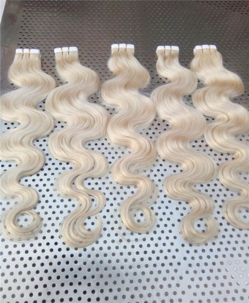 

100g 16quot 18quot 20quot 22quot 24quot 60 613 body wavy indian remy pu tape skin weft tape in hair extensions fast sh7829891, Black