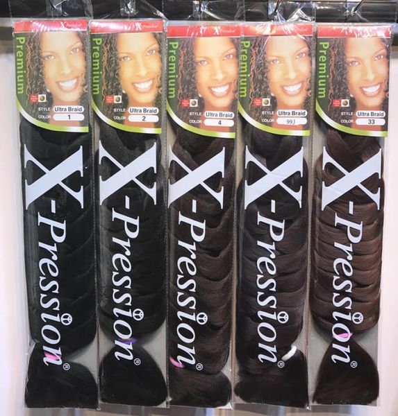 

82inch xpression braiding hair synthetic hair weave jumbo braid lultra braids bulks long cheveux crochet hair extensions 165 grams2557478, Black
