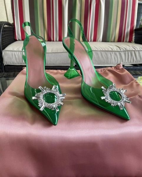 

green amina italy muaddi sandal pumps 95 begum glass pvc shoes sling crystal party paris pyramidstyle heel kim kardashian1980995, Black