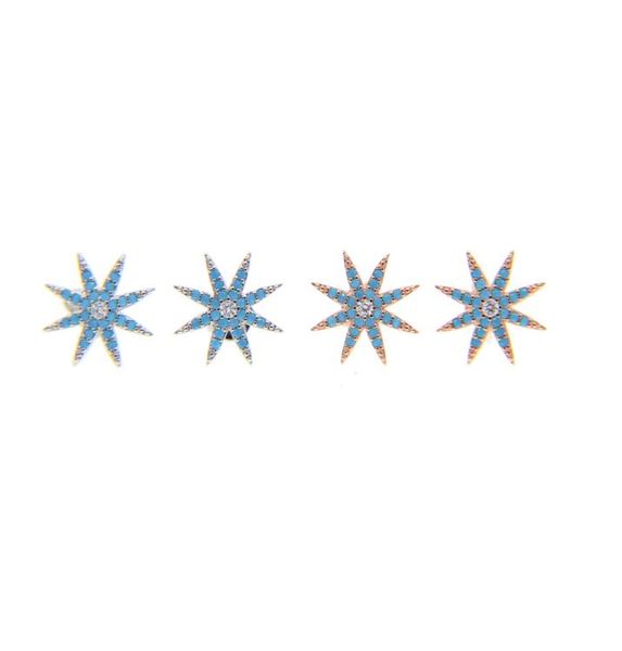 

new arrive fashion jewelry mciro pave turquoise star north star studs rose gold silver stud earring9896905, Golden;silver